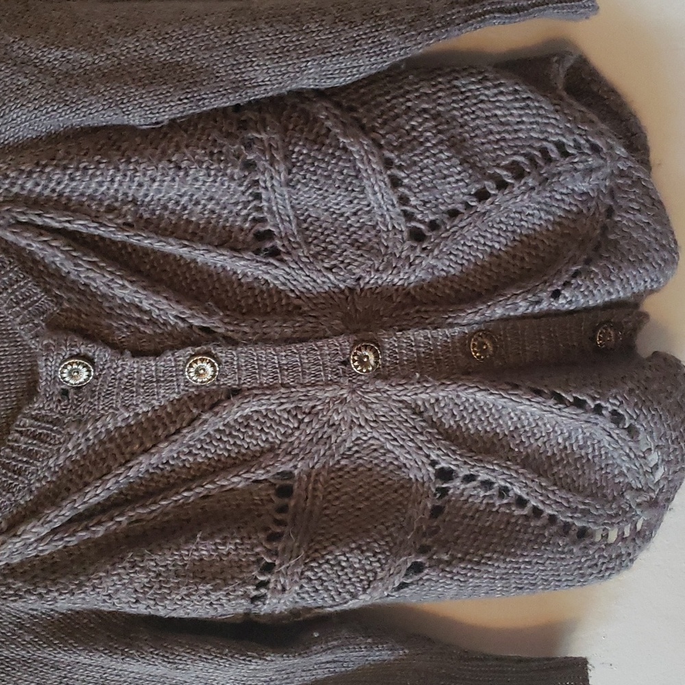 American Rag | Heather Grey Knit Button-Up Cardigan | Juniors M - Picture 2 of 5